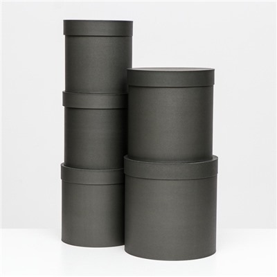 Набор круглых коробок 5 в 1 «Краски», чёрный однотонный, 25×25×25 - 19×19×19 см