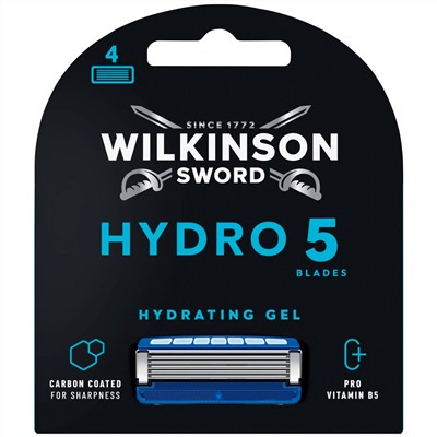 Кассеты для бритвы Schick (Wilkinson Sword) HYDRO-5 Carbon Coated Hydrating Gel (4шт)