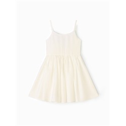 Платье нарядное для девочки MINAKU: Party Dress с бантом, бежевое, рост 98-104 см