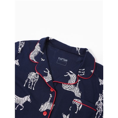 Пижама женская (рубашка и брюки) KAFTAN Zebra размер 40-42, цвет синий