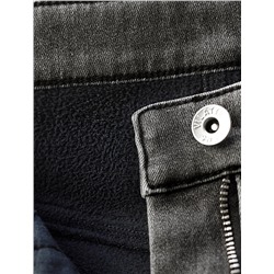 Джинсы mom-fit из эластичного денима на флисе