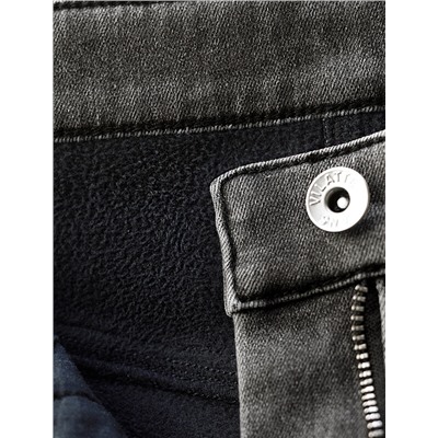 Джинсы mom-fit из эластичного денима на флисе