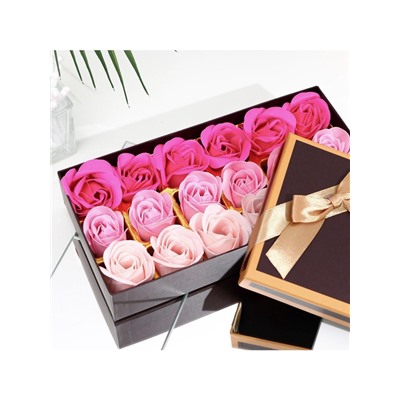 Мыльные розочки, цветные оттенки, набор 18 шт.