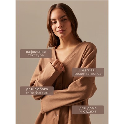 Пижама женская (рубашка, брюки) SL HOME Soft Home, размер 48-50, кофейная