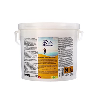 Дезинфицирующее средство Chemoform «Все в одном», для воды бассейне, мульти-таблетки, 20 г, 5 кг