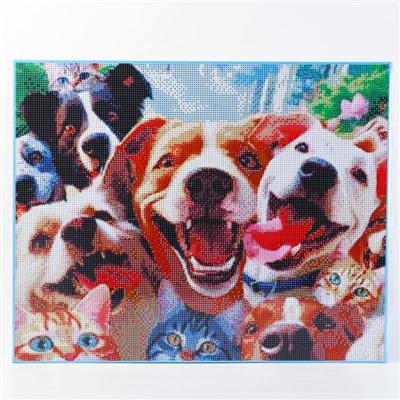 Алмазная мозаика с полным заполнением на холсте с подрамником «Веселые животные», 40×50 см