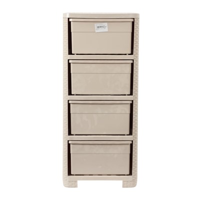 УЦЕНКА Комод 4-х секционный 37.5×36×83 см «Плетенка», цвет слоновая кость