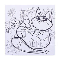 Картина по номерам "Кот в отпуске" 20х20.