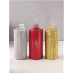 УЦЕНКА Свеча - цилиндр «Рельеф», 7×15 см, МИКС