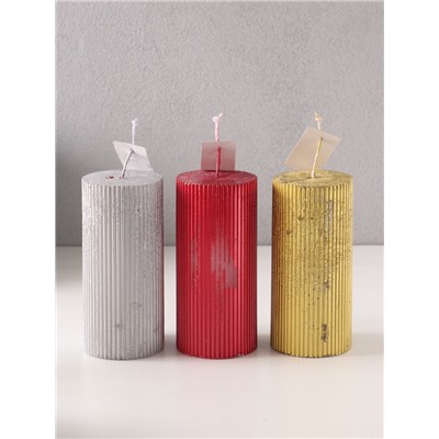 УЦЕНКА Свеча - цилиндр «Рельеф», 7×15 см, МИКС