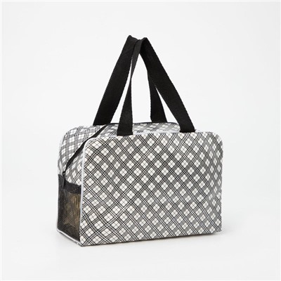 Косметичка-сумка на молнии с сеткой, с ручками, с принтом, молочная