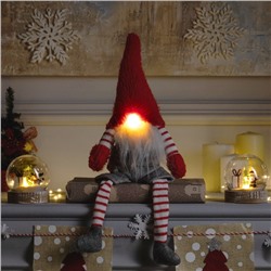Светодиодная фигура «Гном с бородой» 14×47×9 см, текстиль, батарейки AG10×3 (в комплекте), свечение тёплое белое