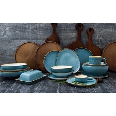 Чайная пара Magistro «Церера», 2 предмета: чашка 250 мл, блюдце d=16.5 см, фарфор, голубая