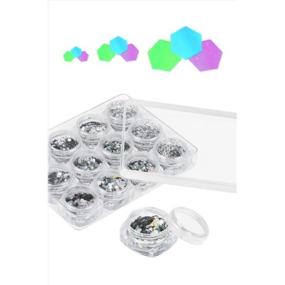 Nail Art Набор пайеток шестиугольники голограмма, 12 шт/наб. KRISTALLER, 1107644