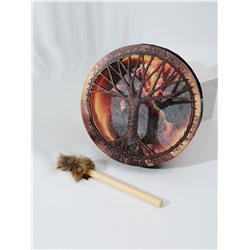 Шаманский бубен «Огненный конь», музыкальный инструмент, с колотушкой, 5×25×25 см