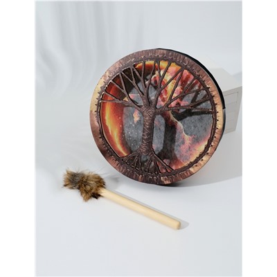 Шаманский бубен «Огненный конь», музыкальный инструмент, с колотушкой, 5×25×25 см