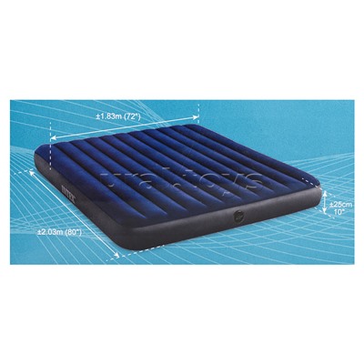 Матрас надувной Classic Downy Fiber-Tech, 183 x 203 х 25 см, 64755 INTEX