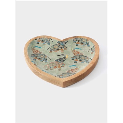 Блюдо в форме сердца «Мудрый слон», 20.5×20×2.3 см, дерево манго