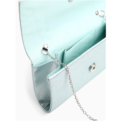 Сумка-клатч женская вечерняя на магните, на цепочке, мерцающая, голубая