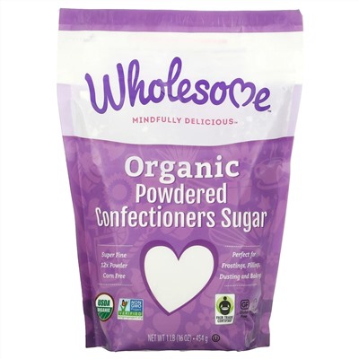 Wholesome, Organic Powdered Confectioners Sugar, 1 lb (454 g)