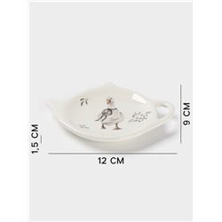 Подставка под чайный пакетик Доляна «Гуси», доломит, 12×9×1.5 см, белая