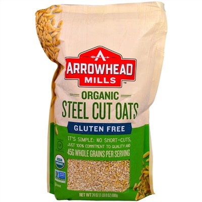 Arrowhead Mills, Органический необработанный овес, без глютена, 680 г (1,5 фунта)