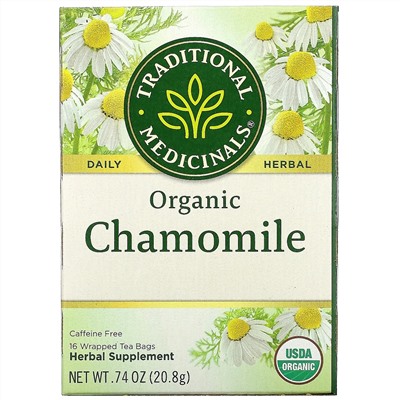 Traditional Medicinals, органическая ромашка, без кофеина, 16 чайных пакетиков, 20,8 г (0,74 унции)