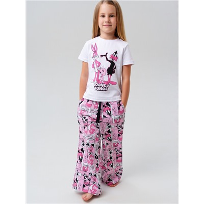 Комплект трикотажный для девочек: фуфайка (футболка), брюки