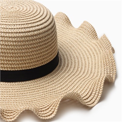 Шляпа женская с бантом MINAKU, светло-коричневая, размер 58, целлюлоза