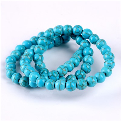 Бусины из натурального камня «Бирюза» набор 58 шт., размер 1 шт. — 6 мм