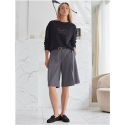 Свободный свитшот с принтом и разрезами из эластичного футера двухнитки без начеса