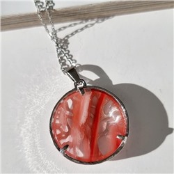 Подвеска "Дерево жизни" с натуральным камнем розовый Халцедон, 1035, арт.218.242