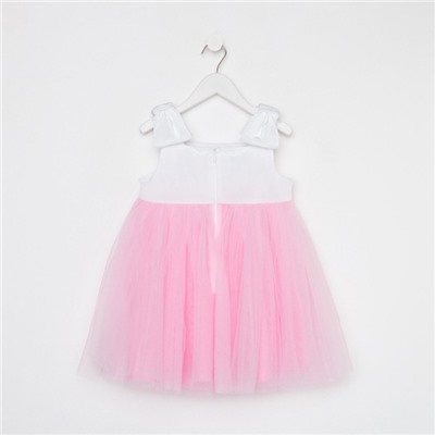 Платье нарядное для девочки KAFTAN, рост 110-116 см, белое, розовое