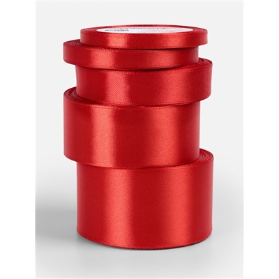 Атласная лента, набор 5 шт., 6/10/20/40/50 мм, 23±1 м, красная №26