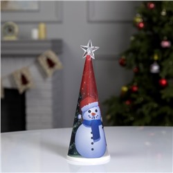 Светодиодная фигура «Ёлка со снеговиком» 7.5×21×7.5 см, пластик, батарейки CR2032×1 (в комплекте), свечение мульти