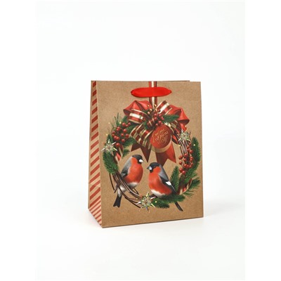 Пакет подарочный новогодний крафтовый «С Новым годом», MS 18×23×10 см