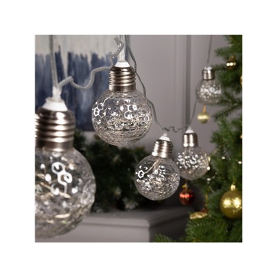 Гирлянда «Нить» 3 м с насадками «Лампочки шары», IP20, прозрачная нить, 80 LED, свечение белое, 8 режимов, 220 В