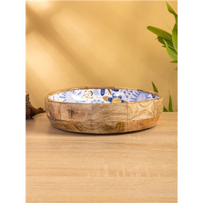 УЦЕНКА Блюдо «Васильки» дерево манго 25.5×25.5×6 см