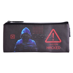 Пенал "Label. Hacker" 21,5x9x1 см, плоский для 35 предметов, на молнии, искусственная кожа до -40C с антивандальной фактурой, с подкладом