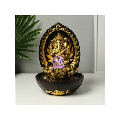 Фонтан настольный с подсветкой «Ганеша в арке у лотоса», от сети, 22×22×31 см