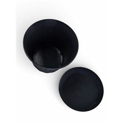 Кашпо для цветов «Ротанг», 6.1 л, d=25.5 см, h=18.9 см, пластиковое, с поддоном, серое