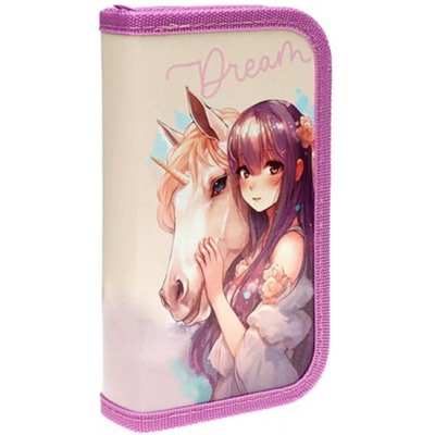 Пенал 4-х ств. 190х105 мм "АНИМЕ ЕДИНОРОГ" ламинированный картон ПН-1729 Проф-Пресс