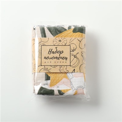 Набор кухонных полотенец «Доляна. Лови приятные моменты», 35×60 см-4 шт., 100% хлопок