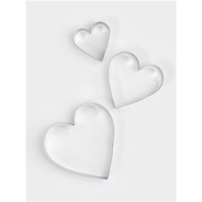 Набор форм для выкладки и выпечки KONFINETTA «Сердце», 3 шт., 20×20×4.5 см, 15.5×15×4.5 см, 10×10×4.5 см, серебристый