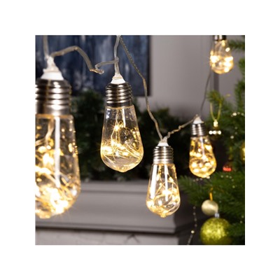 Гирлянда «Нить» 3 м с насадками «Лампа», IP20, прозрачная нить, 80 LED, свечение тёплое белое, 8 режимов, 220 В