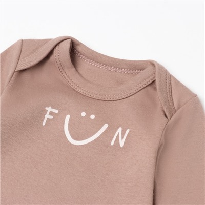 Боди с длинным рукавом «Крошка Я» Fun, рост 68-74 см, бежевое