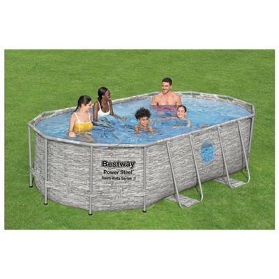 Бассейн каркасный Bestway Power Steel Swim Vista, 427×250×100, фильтр-насос, лестница, тент, 56714