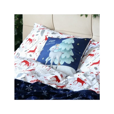 Подушка декоративная новогодняя «Этель. Happy winter», 40×40 см, велюр