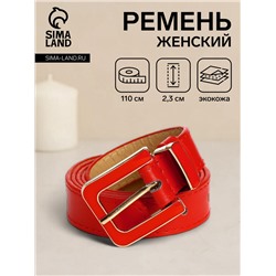 Ремень женский 110×2.3 см, с классической пряжкой в ремня, красный
