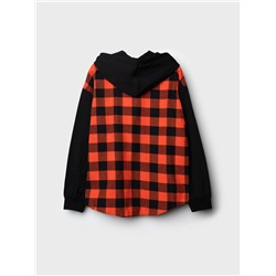 Рубашка текстильная с рукавами и капюшоном из трикотажа для мальчиков